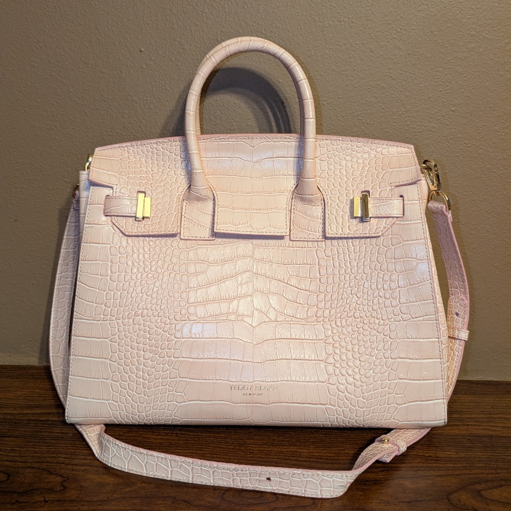 Pink Teddy Blake Crocodile-Embossed Handbag
